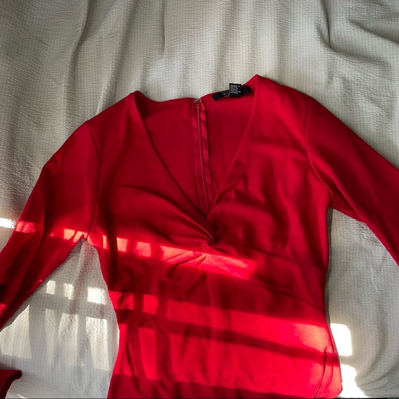 Twist Front Red Cocktail Dress - Picture 3 of 6